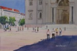 cityscape, landscape, buda, budapest, hungary, europe, church, basilica, oberst, original watercolor painting